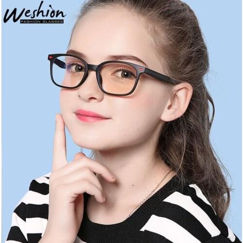 Teens Anti blue Light Glasses Youths Square Prescription Eyeglasses TR90 Double Color Optical Frame Junior Myopia Lens 7-12 UV