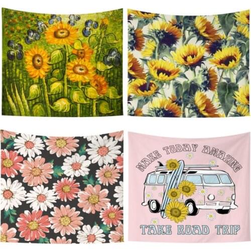 Sunflower Tapestry Psychedelic Floral Tapestry Cartoon Wall Hanging Decor for Home