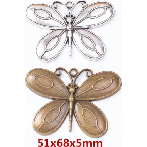 2 pieces of retro metal zinc alloy butterfly Pendant for DIY handmade jewelry necklace making 8138