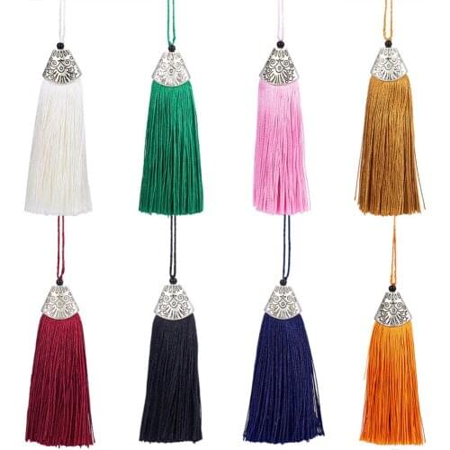20 PCs Polyester Tassel Pendant Charms Decor for DIY Earring Jewelry Making Findings with Alloy 80x20x11mm