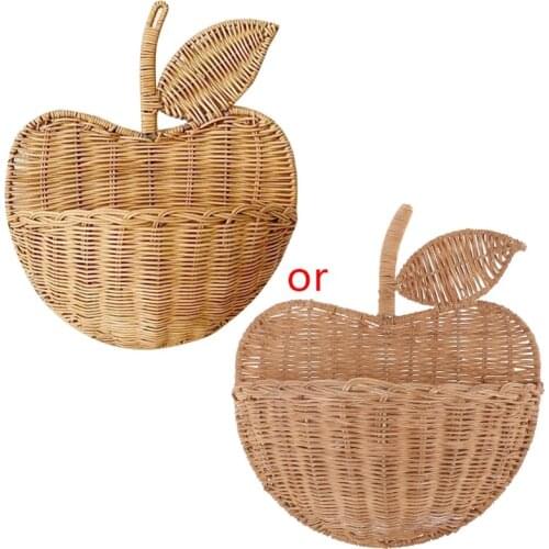 Hanging Clothing Home Decor Kids Flower Wicker Hand Woven Cute Picnic Fruit Shape Storage Organizer Rattan Basket