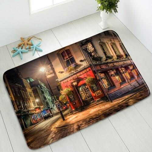 Anti-Slip Bath Mat Night Street View Bedroom Kitchen Doormat Rug Indoor Floor Mat Balcony Carpet Washable Foot Pads Home Decor