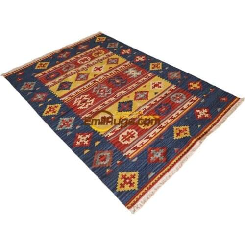Hand Woven Kilim Carpet Folk Carpet Home Decor Rectangle Carpet Natural Sheep Wool