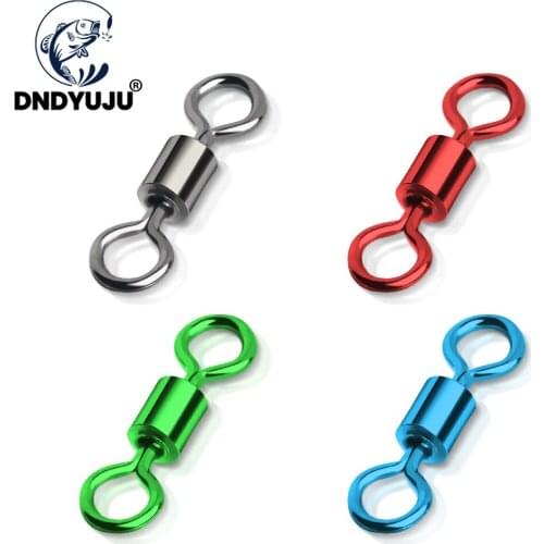 DNDYUJU 100pcs Colorful Fishing Connector American Swivel Ring 8 Fishing Gear Professional Fishing Tackle Accessories Connector