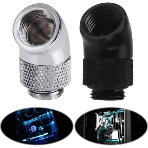 G1/4 Screw Thread 45 Degree Elbow Rotation Brass Adapter Male to Female Connector Fitting Computer PC Water Cooling System