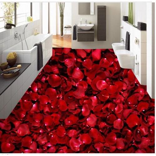 Rose 3D room wallpaper floor Custom photo floor wallpaper 3d waterproof floor Home Decoration 3d flooring pvc