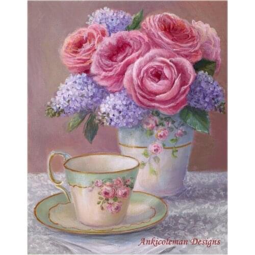 Needlework for embroidery DIY French DMC High Quality - Counted Cross Stitch Kits 14 ct Oil painting - Garden Roses II