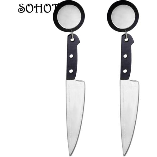SOHOT Hyperbole Acrylic Knife Shape Drop Earrings New Hot Sale European Popular Women Holiday Party Major jewelry Accessories
