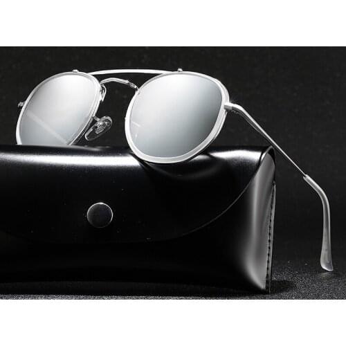 Round Polarized Sunglasses Men Brand Designer Polaroid Sun Glasses Women Metal Frame Black Lens Eyewear Driving UV400