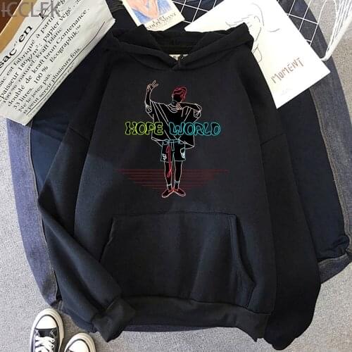 Kpop J-hope Hope World Album Hoodie Women Harajuku Hooded Sweatshirt Korean Kawaii Clothing Aesthetic Girls Streetwear Tops