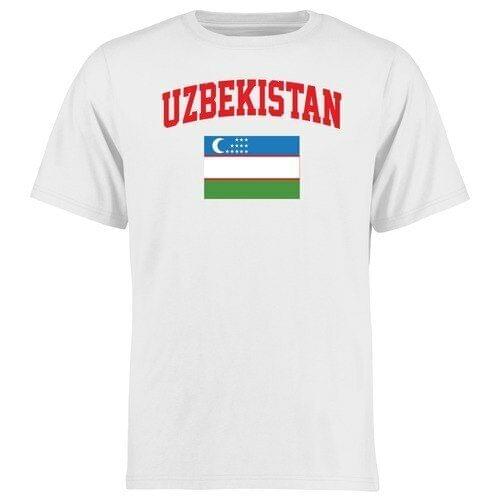 Uzbekistan Flag T-Shirt - White 2020 New Brand-Clothing T Shirts Hip-Hop Simple Splicing Tee Tops Printed T Shirt