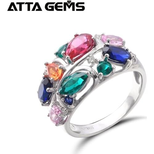 Sapphire Ruby Sterling Silver Rings for Women Wedding Engagement S925 Wedding Band 6.3 Carats Created Ruby Sapphire Rings Gifts