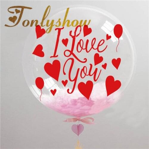 1 Set 18 inch No Wrinkle Clear PVC Balloons Wedding Party Valentines Day Flamingo Sticker Confetti Feather Party Decor DIY Gift