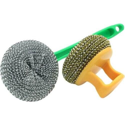 1psc Kitchenware dishwashing pot cleaning household high-definition steel wire ball cleaning ball random color