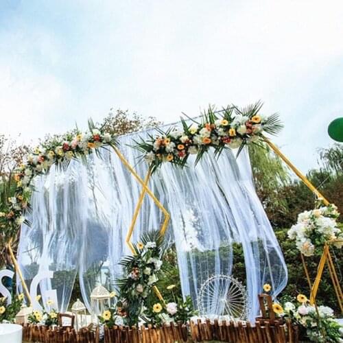 1pc Wedding Arch Hexagonal Wrought Iron Shelf Flower Stand Decoration Background Frame Wedding Props Birthday Party Supplies