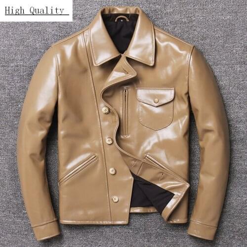 100% Real Leather Jacket Men Autumn Winter Clothes 2020 Streetwear Fit Genuine Cow Leather Coat Mens Leather Jacket 1810
