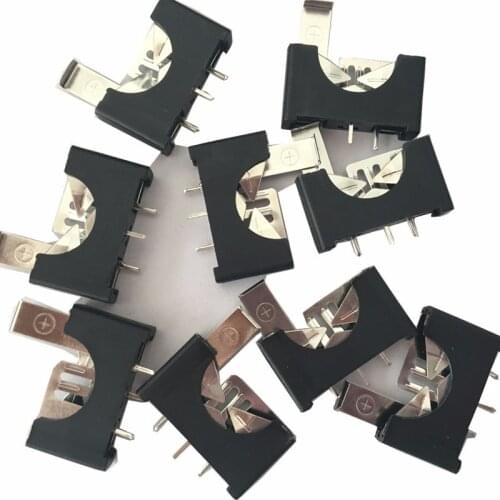 100pcs/lot 3V CR2032 Button Coin Battery Socket Holder Case 2032 Batteries Storage Box Lithium Coin Battery Cell BS-5-2 3pins