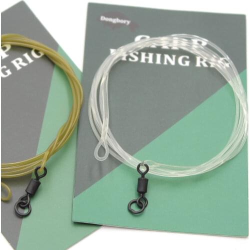 100cm Carp Fishing Fluorocarbon Line Ready Tied Hair Rigs Line Group With Ring Swivels Carp Line For Carp Fishing Accessories