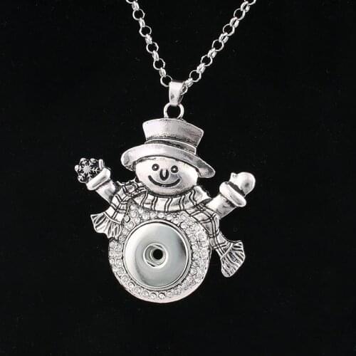 2016 vintage Christmas snowman gift Snap pendant Necklace 18mm metal snap button jewelry watches women ZG035