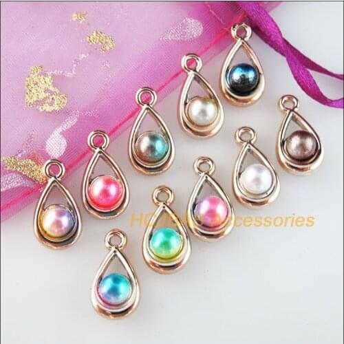 30 New Teardrop Charms Colored Acrylic KC Gold Plated Pendants 9.5x17.5mm