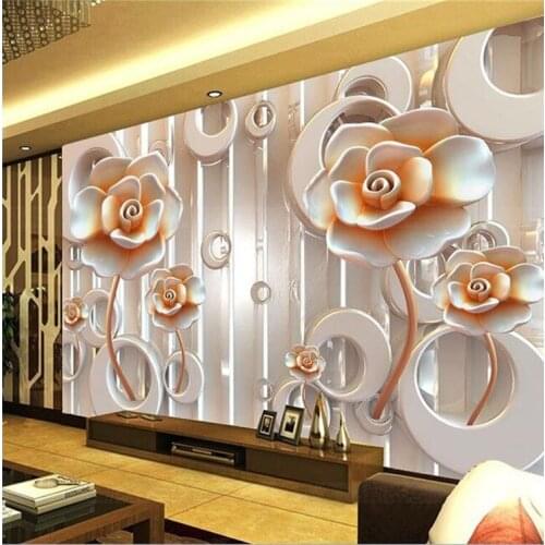 3D embossed rose lotus wallpaper custom mural living room TV background wall paper warm bedroom wall cloth any size