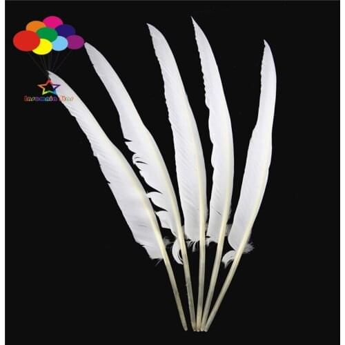 50pcs 100% natural turkey back feather dyed white 30-35cm/12-14inch beautiful for Diy costume mask headdress