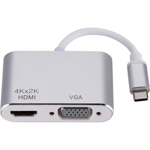 USB Type C to HDMI VGA Adapter Male to Female Type-C Converter Audio Video Cable for Macbook USB-C phone Tablet