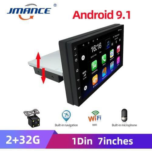 JMANCE 2G+32G Adjustable FM 1DIN 7 Inch Car Stereo Radio Android 9.1 Contact Screen GPS Navigation Car Radio Player