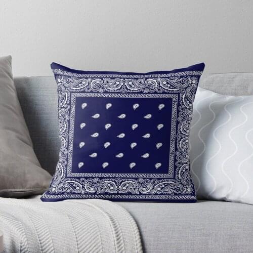 Bandana Blue Throw Pillow Cushion Cover Polyester throw pillows case on sofa home living room car seat decor 45x45cm