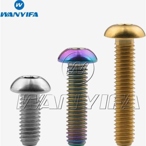 Wanyifa Ti Bolt M4x6 8 10 12 15 20mm Button Allen Key Head Titanium Screw for Bicycle