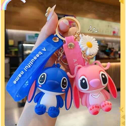 Disney Lilo And Stitch Action Figure Cute Stitch Doll Keychains Decorated Pendant Key Ring Kids Christmas Gift