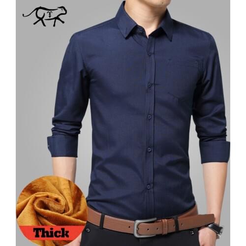 Brand Winter Shirts Men Warm Thick Mens Dress Shirt Casual Wool Formal Shirts Male Long Sleeve Social Camisa Homme Plus Size 5XL
