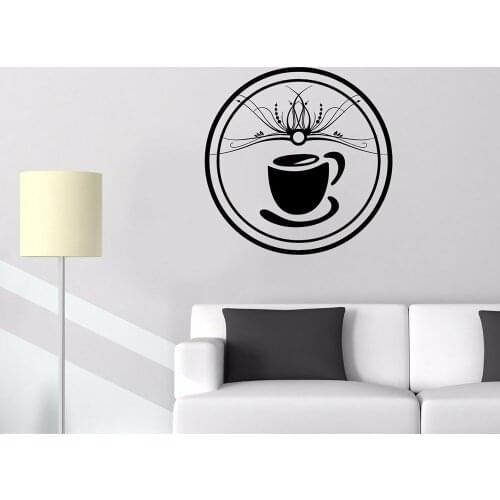 Coffee Cup Pattern Wall Stickers Kitchen Wall Decals Removable Art Mural Cafe Lounge Room Wall Decoration Wallpaper A126
