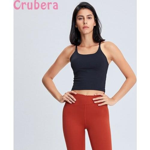 CRUBERA Y-shaped Bra Beauty Elastic Workout Tight Sexy Solid Color Running Yoga Underwear Gym Sport Fitness Bra
