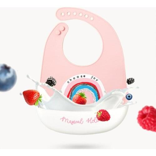 Baby Bibs Waterproof Silicone Feeding Baby Bibs 6-speed Adjustable Burp Cloths Baby Stuff for Newborn Cartoon Boy Girl Bib