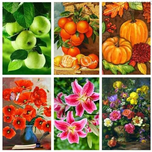 Diy 5d Diamond Painting Fruit Diamond Embroidery Full Round Drill Mosaic Picture Rhinestone Cross Stitch Kitchen Wall Home Decor