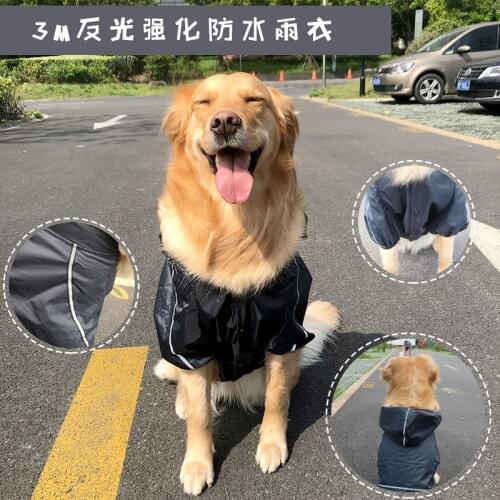 TOMEPETS Dog Raincoat Waterproof Hoodie Jacket Rain Poncho double-layer two-sleeve Pet Rainwear Clothes with Reflective Stripe