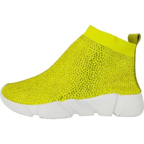 Elastic stockings spring flat shoes elastic boots men and women models Lemon Yellow printing sneaker Flat Women Large Size 34-45