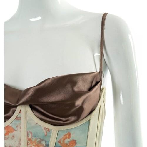 F3MD Women Vintage Angel Printed Corset Wrap Girdle Fish Boned Fitness Waist Shaper Underbust Bustier Cincher Elastic Slimming