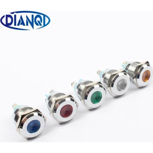 LED Metal Indicator light 16mm waterproof Signal lamp LIGHT 3V 6V 12V 24V 220v screw connect red yellow blue white 16ZSD.PY.L