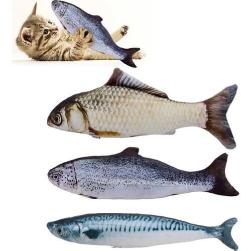 7.87in Cat Toy Simulation 3D Fish Shaped Toys For Pet Cats Interactive Kitten Chew Catnip Stuffed Pillow Toys Cats Supplies