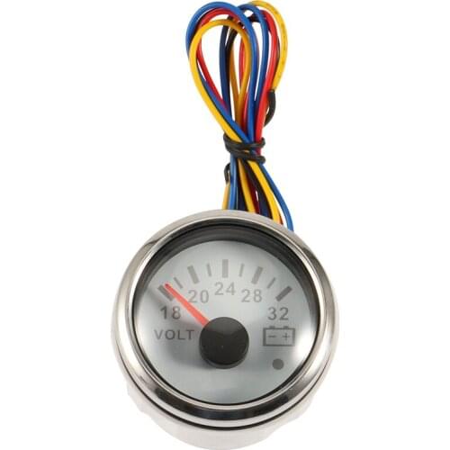 Motorcycle Volt Meter Gauge 8-16 Volts Caravan Boat Marine Voltmeter Auto Replacement Parts Gauges White 52mm