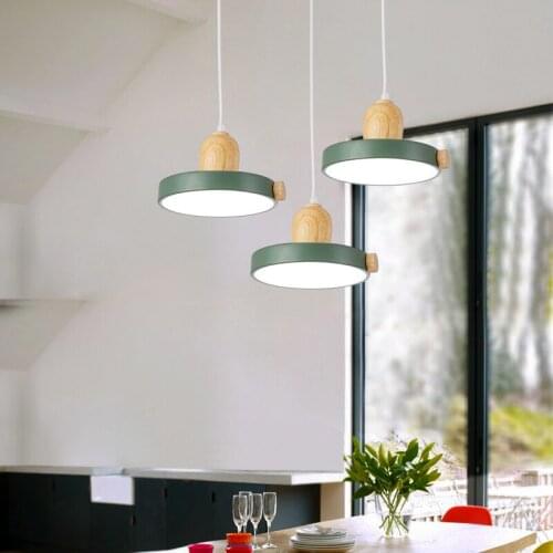 Colorful Wood LED Pendant lights Modern led Pendant lamps for living room dining Stairs hotel hall hanging decoration