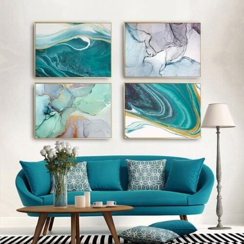 Fashion Luxury Canvas Posters Pink Purple Watercolor Marble Wall Art Picture Living Room Bedroom Decor