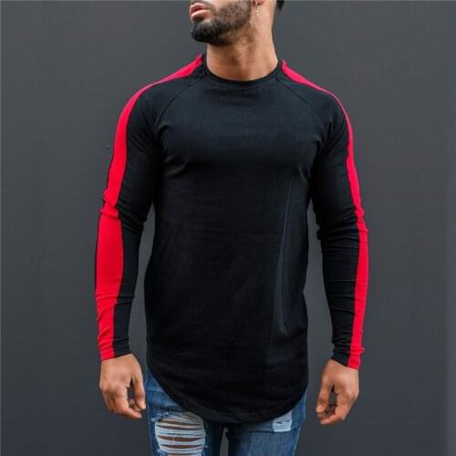 Muscleguys Brand T-Shirt Men 2020 Autumn New Long Sleeve O-Neck T Shirt Men Fitness Clothing Fashion Patchwork Cotton Tee Tops