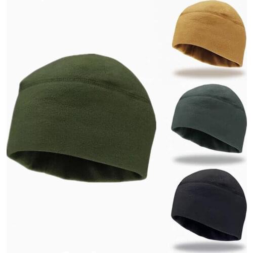 Men Women Unisex Winter Solid Color Soft Warm Watch Cap Polar Fleece Thickened Military Army Beanie Hat Windproof Outdoor Tough