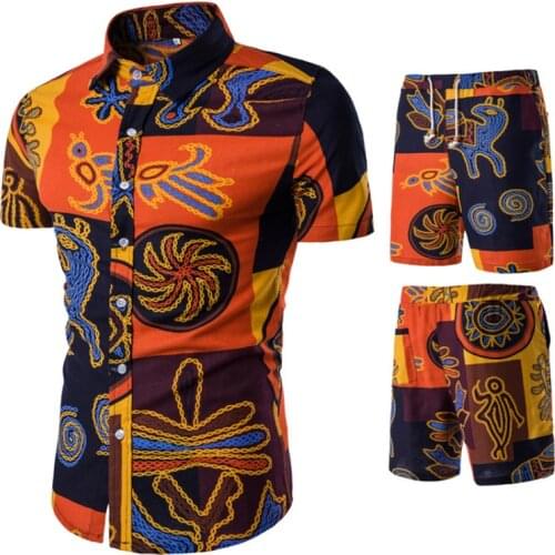 2020 Summer Men Fashion Floral Print Shirts + Shorts Sets Male Short Sleeve Shirts Man Hawaiian Beach Casual Tracksuit Plus Size