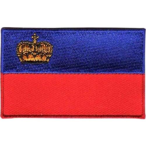Liechtenstein Embroidering Patches/Flag Badge Made of Twill with Flat Broder and Iron On Backing Accept Customized & MOQ 50pcs
