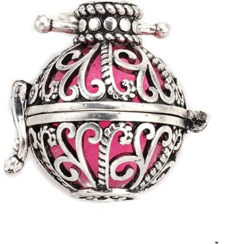 MODKISR New Arrival 6pcs Hollow Cage Filigree Ball Box Essential Oil Diffuser Locket Pendants Flagon Jewelry Without Chain