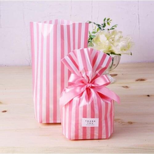 Stripe black/pink/red/blue Plastic Bags For DIY Biscuits Snack candy cookies Baking Package Decor Kids Gift Supplies